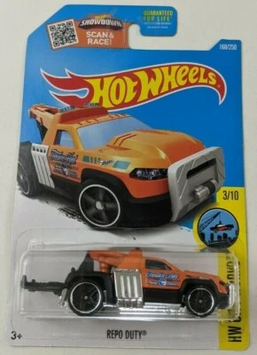 Camión de remolque Repo Duty Hot Wheels 2016 Treasure Hunt sellado City Works Foto 1 de 2