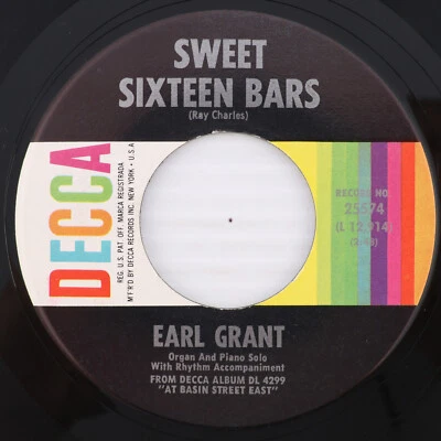 Earl Grant – Sweet Sixteen Bars / Learnin' The Blues - 1962 45 rpm Record 25574 - Image 1 of 4