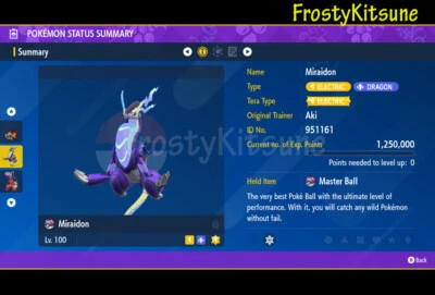 POKÉMON 6IV Miraidon Non-Shiny Pokemon Scarlet & Violet