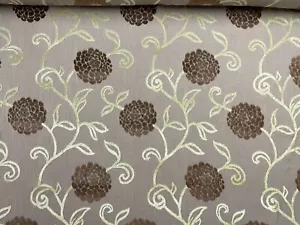 7,9 m Charlotte Chenille limettengrün braun Gardinenrollo Handarbeit Stoff - Bild 1 von 5