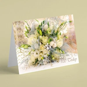 Floral bouquet female 100th birthday card - can supply other ages, send message - Picture 1 of 1