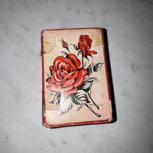 TOM THUMB Jr playing cards VINTAGE 1960's collectible NOVELTY Red Roses In Box - Picture 1 of 8