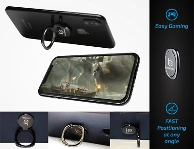 CoolBeeGear Finger Ring Phone Stand, Universal Holder, 360 Degree Rotating - BK - Image 1 of 4