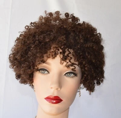 Peluca rizada keona 100 % cabello humano de color sepia #4 - ÚLTIMA - EXHIBICIÓN Foto 1 de 4