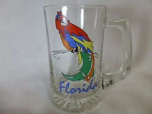 Florida Kaffeebecher Stein Tasse Glas 1985 Papagei Fl St Dist - Bild 1 von 7
