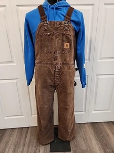 Carhartt Bib Brown Overalls Double Knee Vintage Union R06 CHT USA Made 42x30 - Picture 1 of 7
