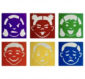 COLORATIONS Emotion Stencils, Set of 6 Boy/Girl Educational Stencils 8 x 8” NEW - Picture 1 of 12