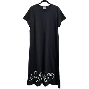 Maxi abito vintage Michigan Rag Co. Music Note manica corta donna TAGLIA UNICA - Foto 1 di 4