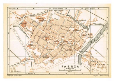Mapa Faenza 1909 Fènza Original Vintage Italia Emilia-Romaña Foto 1 de 4