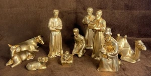 Weihnachtskrippe gold bemalt Keramik 10 Teile Vintage - Bild 1 von 8