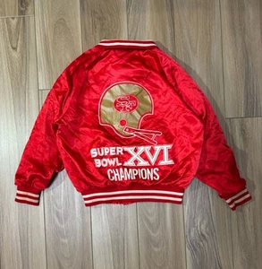 Vintage 80s Super Bowl XVI San Francisco 49ers Satin Jacket Rare Boys M - Picture 1 of 9