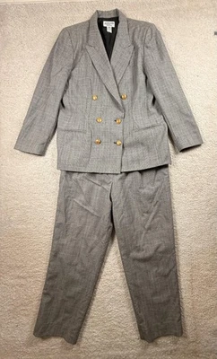 Vintage Pendleton Blazer Pants Suit Womens 18 Wool Glen Plaid Set Made USA - Image 1 of 4