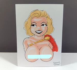 Original POWER GIRL Artist Sketch Card 1/1 David Icon - PSC - ACEO - ATC Pinup - Picture 1 of 3