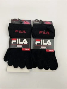 2 pairs Fila Skele-toes Socks Girl Boy Size 6-8 Qwick-Dry Black Red - Picture 1 of 3