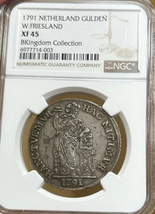 1791 Netherlands Gulden NGC XF45 West Friesland Silver Coin - Picture 1 of 4