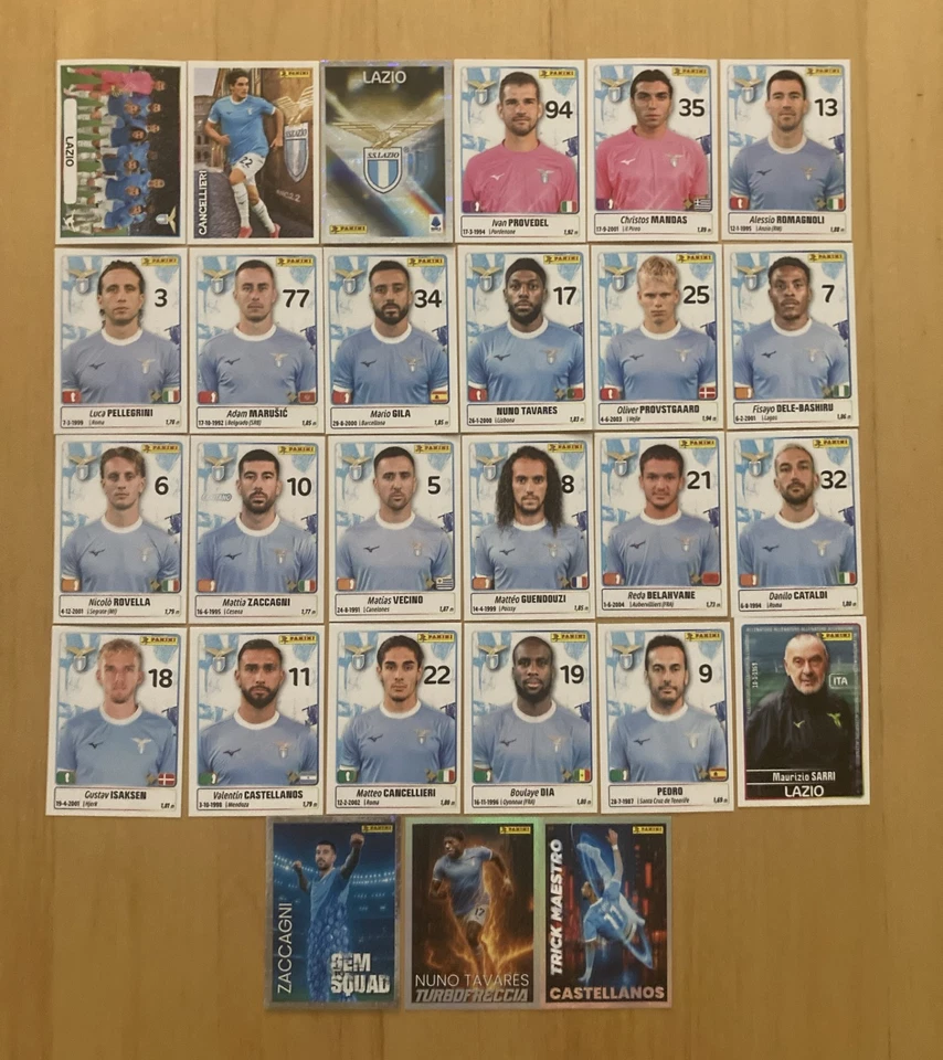 27 FIGURINE CALCIATORI PANINI 2025-26 LAZIO SQUADRA COMPLETA - Immagine 1 di 1