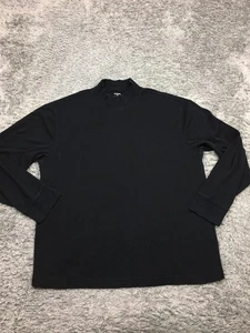 St Johns Bay Mock Neck Shirt Mens Size Large Black Long Sleeve Cotton - Picture 1 of 11