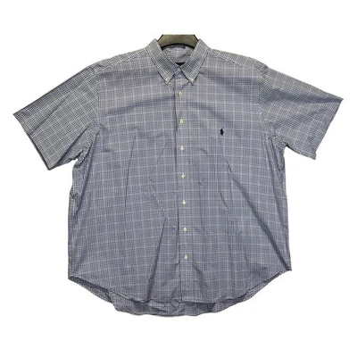 Ralph Lauren Men’s 2XB Blue Plaid Short Sleeve Button Down Shirt  - Image 1 of 4