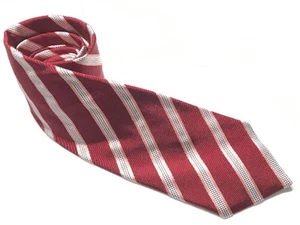 GARRICK ANDERSON Men's Tie Striped Regiment Pattern Silk Red White Pink England - Picture 1 of 7