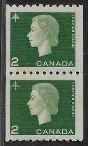Canada Coil Stamps — Pair — 1963, Elizabeth II #406 MNH Ref. 2165 - Picture 1 of 2