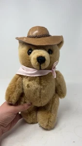 Collectible CARE FLIGHT Cowgirl Outback Pink Bow Leather Hat Bear - Picture 1 of 4