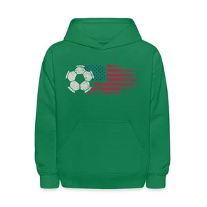 USA Soccer Flag With Ball Kids' Hoodie - Picture 1 of 13