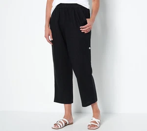 Susan Graver Pure Easy Leinen Cropped Hose Schwarz XXS Neu - Bild 1 von 1