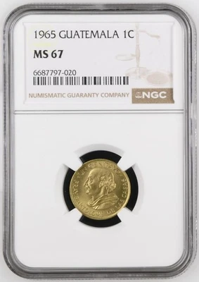 Guatemala 1 Centavo 1965 NGC MS 67 - Image 1 of 2