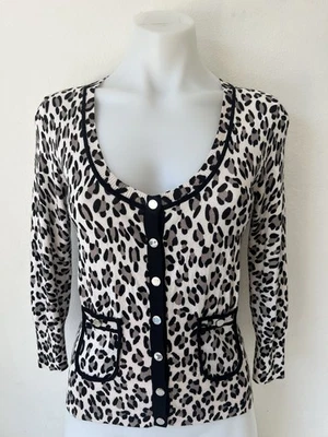 Karen Millen Cardigan 3 Animal Print Knit Button Up  - Image 1 of 4