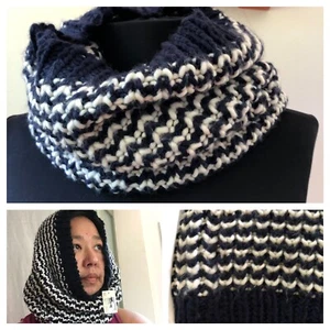 New Forever 21 Infinity Scarf Knit Head Neck Warmer Chunky Blue White 20 x 10" - Picture 1 of 7