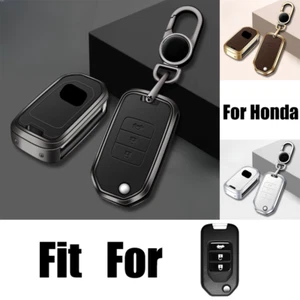 Alloy Leaather Car Key Fob Case Cover For Honda Odyssey Civic Accord CR-V Vezel - Picture 1 of 12