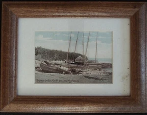 Postal enmarcada vintage de 1908 Tenants Harbor, Maine 6" x 8" - ¡Bonita! - Imagen 1 de 1