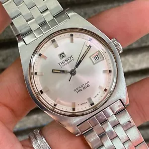 Rare Tissot Visodate Seastar PR 516 Date Silver Men Watch Vintage - Picture 1 of 8