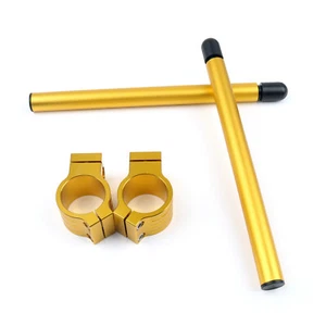 Universal Motoycycle Clip-On Handlebars For SUZE2I GSXR1100 YAMAHA FZR1000 GOLD - Picture 1 of 1