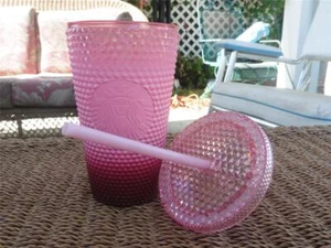 Starbucks Studded Pink Gradient Bling Ombre Cold Cup Tumbler Grande 16oz - Picture 1 of 5