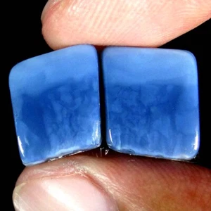 Matched Pair 9.80Cts. 11X13X4mm 100% Natural Blue Opal Fancy Cab Loose Gemstone - Picture 1 of 5