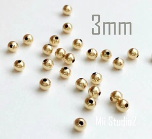 50 Stck. 3 mm 14 Karat Gold Gefüllt Rund Nahtlos Perlen Zwischenring Glänzend Schlicht Gelb S03 g - Bild 1 von 2