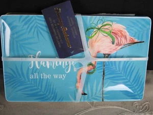 Tommy Bahama FLAMINGO  8" x 5" Appetizer Plates  Melamine Set of 4 NEW - Picture 1 of 6