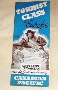 Folleto/folleto original de 1936 de Canadian Pacific Line, clase turista a Europa - Imagen 1 de 6