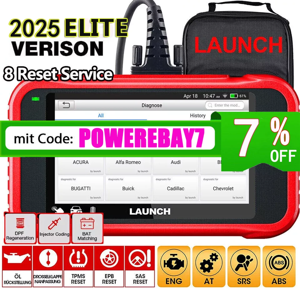 2025 Launch CRP129X Professional Automotive Diagnostic Tool Auto OBD2 Scanner TPMS EPB SAS ABS - Image 1 of 4