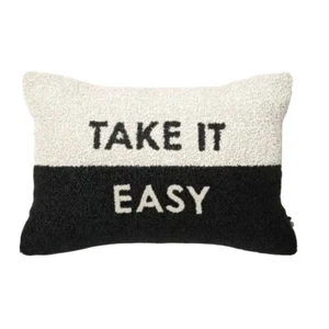 Kate Spade New York x Target beaded throw pillow Black White Take it Easy NWT - Picture 1 of 6