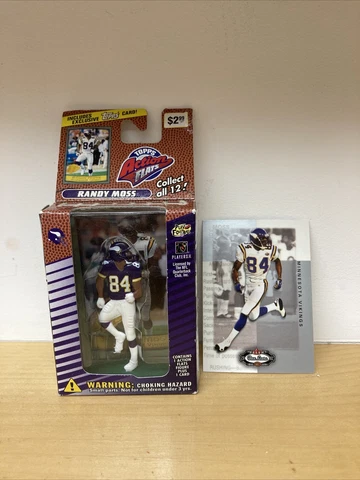 Randy Moss NFL Football 1999 Topps Action Flats Figure & Card Box has some wear Cover