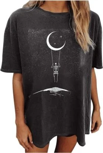 Womens Vintage Graphic Tee Shirts Summer Short Sleeve Tops Medium, 01swing - Picture 1 of 1