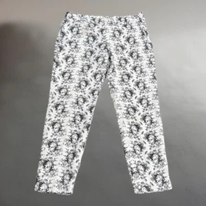 H&M Black White Floral Stretch Cigarette Skinny Ankle Pants sz 10 - Picture 1 of 10