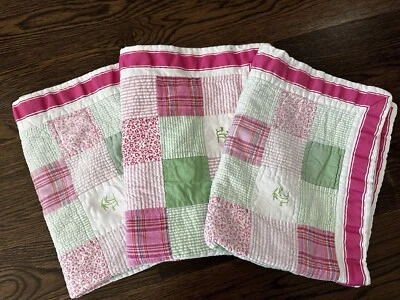 3 стеганые подушки NAUTICA Hampton Patchwork Pink Green Palm Tree стандартные наволочки - Изображение 1 из 4