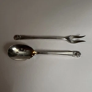 Vintage Cocktail Fork & Sugar Sifter Spoon 1847 Rogers Bros Eternally Yours IS - Picture 1 of 9