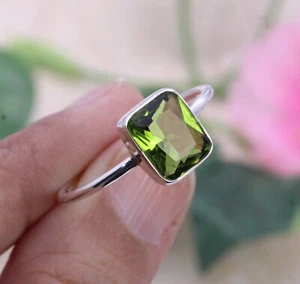 Peridot Gemstone 925 Sterling Silver Handmade Statement Ring All Size SH143 - Picture 1 of 5