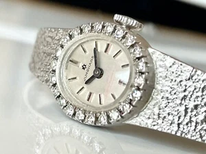 JUNGHANS DAMENUHR mit 22 DIAMANTEN 585 / 14 KARAT GOLD HANDAUFZUG UHR - Bild 1 von 8