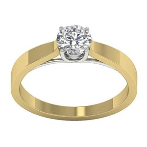 Solitaire Engagement Ring I1 H 0.60 Ct Natural Diamond 5 MM 14K Gold Prong Set - Picture 1 of 6