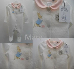 New Baby Girls Peter Rabbit Pink Peter Pan Collar Sleepsuit Babygrow 3-6 m Gift - Picture 1 of 5